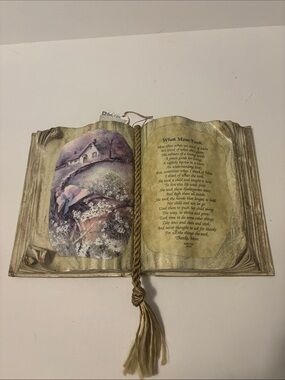 Vintage Style Decorative Book Wall Art in Gold and Cream